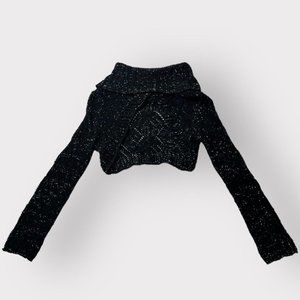 Vintage 1990s whimsy goth cropped open back turtleneck sweater size XS/S